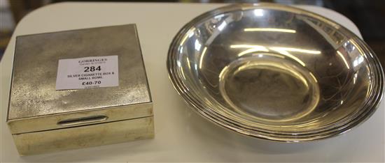 Silver cigarette box & small bowl